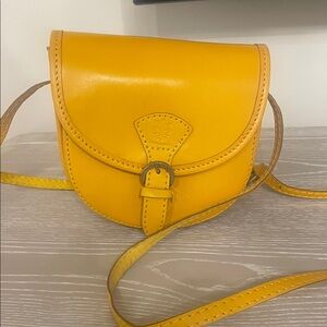 Yellow Italian Leather Crossbody Bag